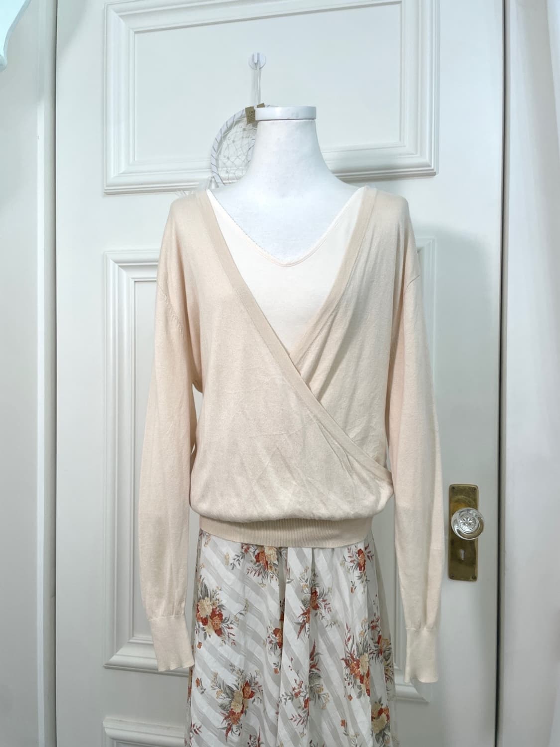 sheer coral wrap knit top&basic inner sl 상품이미지1