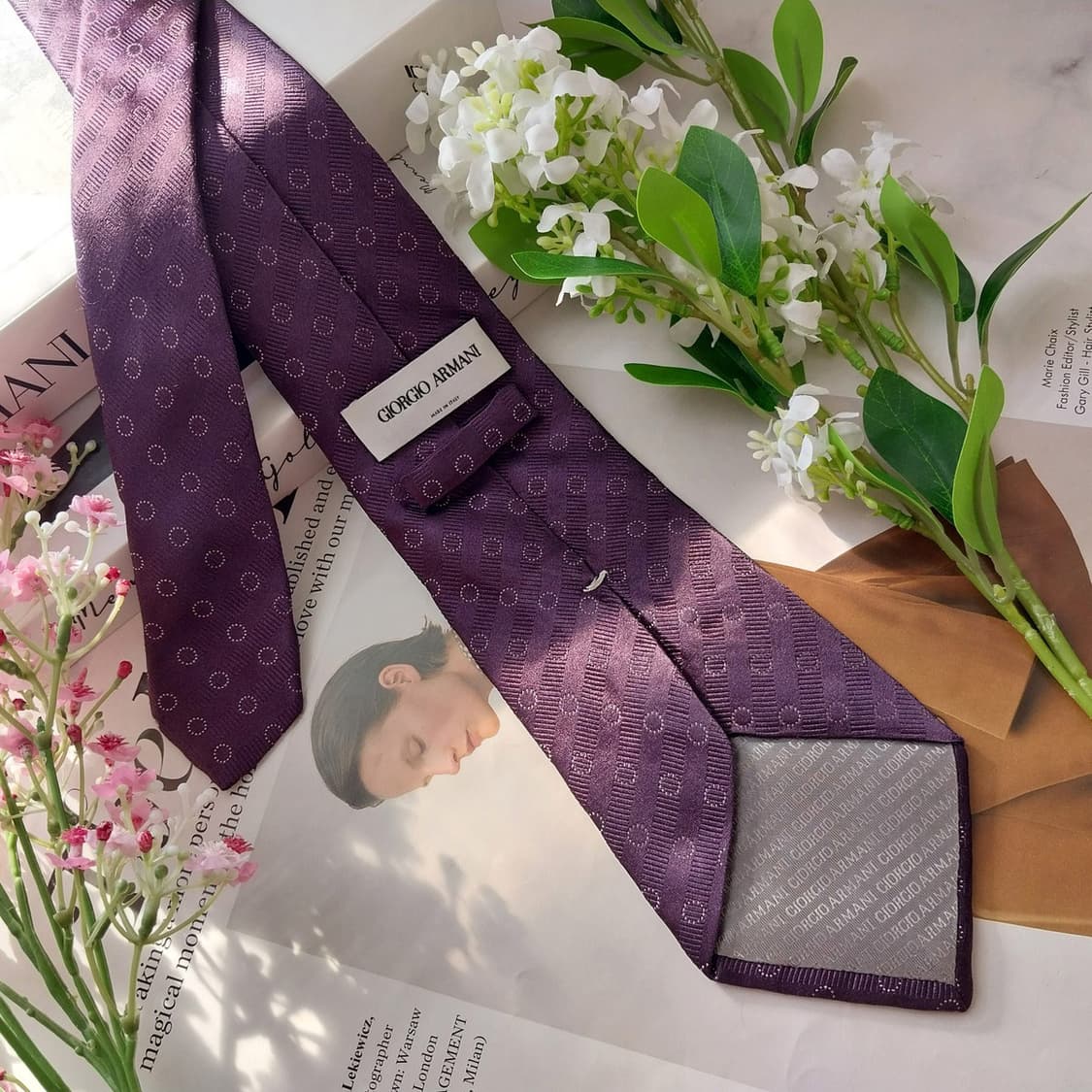 조르지오 아르마니 실크 퍼플 패턴 넥타이 9.2cm A+등급 K1747
 상품이미지5