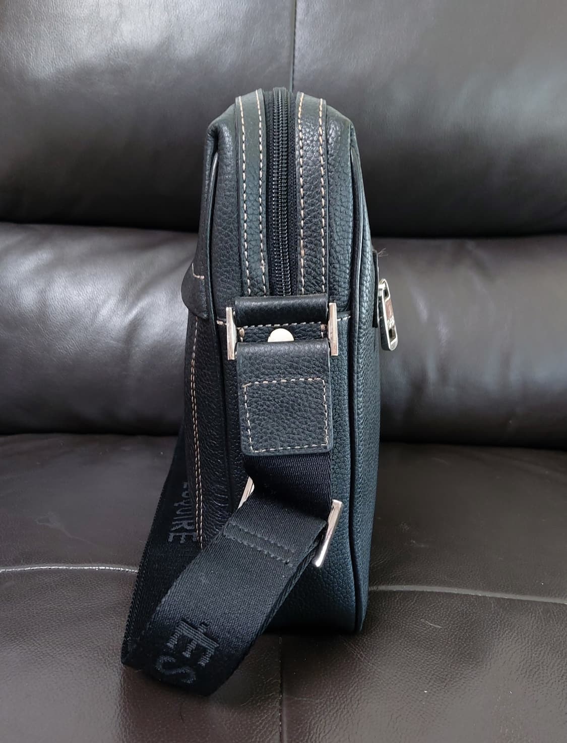 에스콰이어 남성 천연가죽 크로스백 서류가방 블랙 상품이미지2