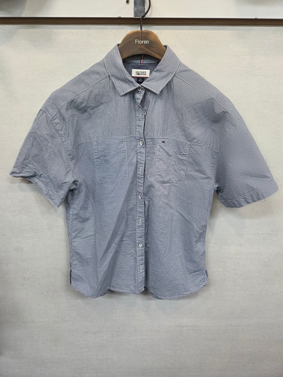 타미힐피거 린넨 스트라이프 옆트임 셔츠반팔 sp 상품이미지1