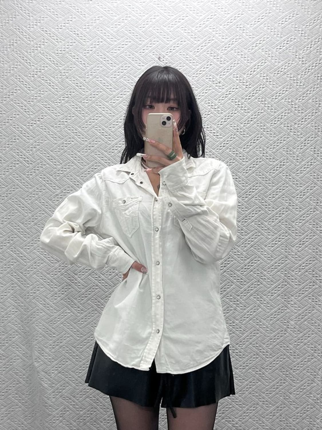 디젤 웨스턴 빈티지 버튼 화이트크림 워크 셔츠 100 C11316 상품이미지2