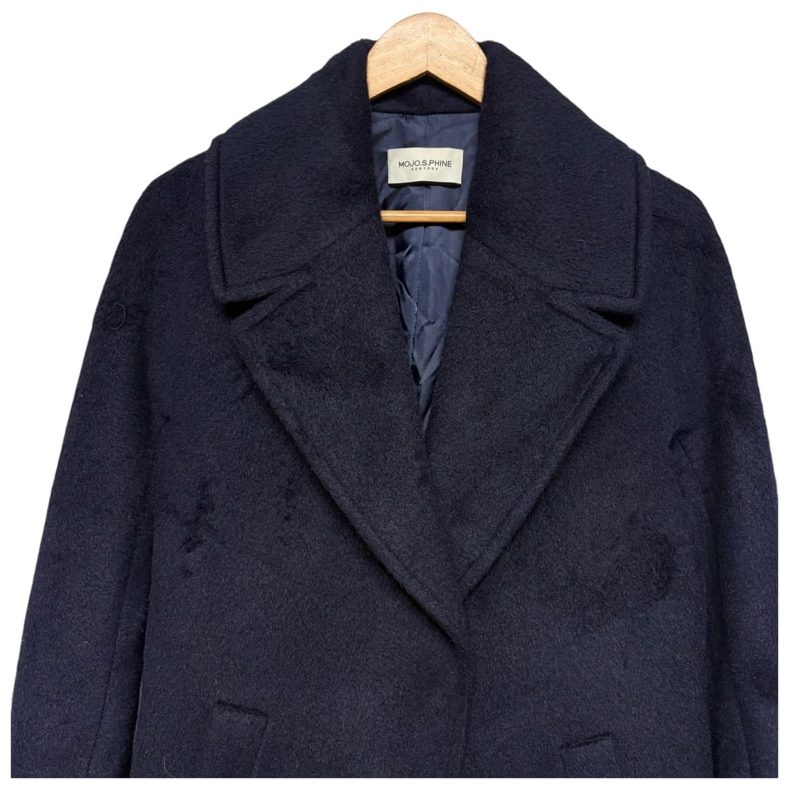 3720 모조에스핀 네이비 수리알파카 밍크 롱코트 상품이미지2