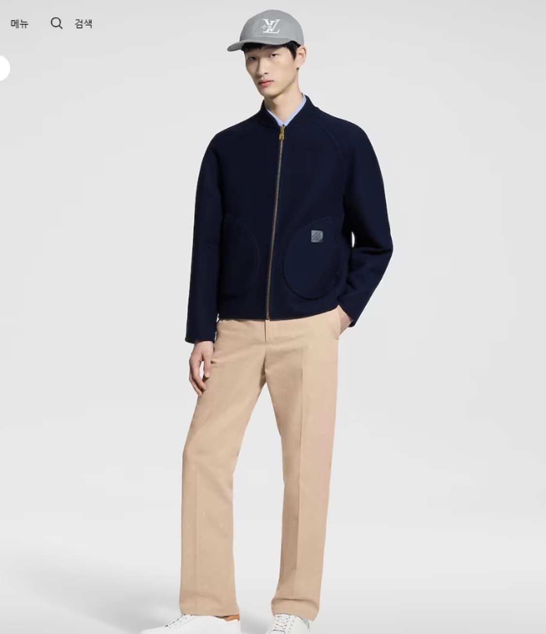 (A+/52) / 루이비통 레더 패치 코튼 치노 데님 팬츠 바지 베이지 상품이미지10