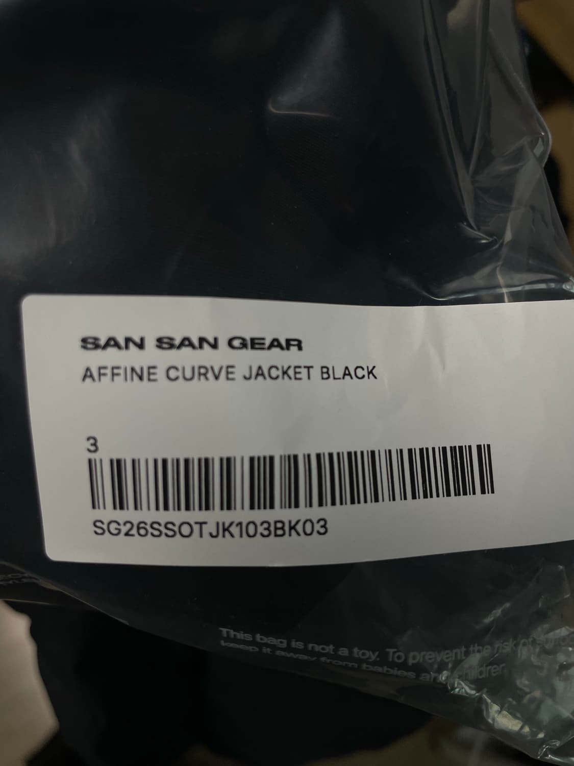 26ss 산산기어 어파인 커브자켓 블랙 3사이즈 새상품 상품이미지3