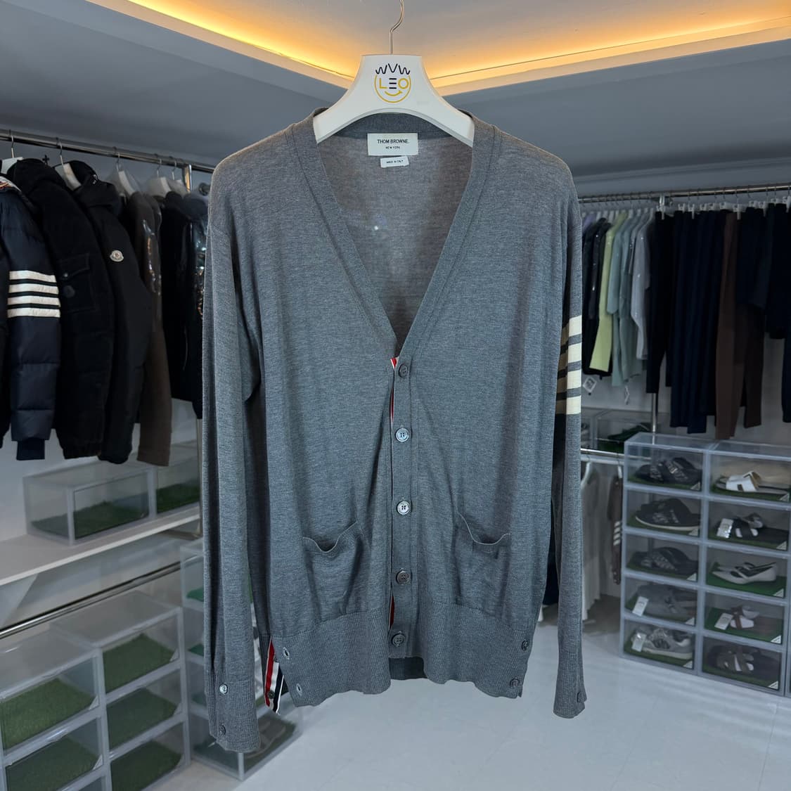 [리오브전포점] 톰브라운 사선 완장 메리노울 가디건 상품이미지1