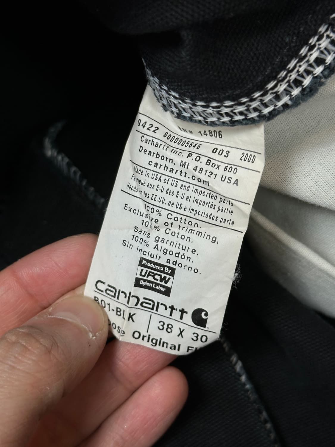 OG USA Made 칼하트 B01 더블니 블랙 칼하트 썩블니 카펜터 상품이미지9