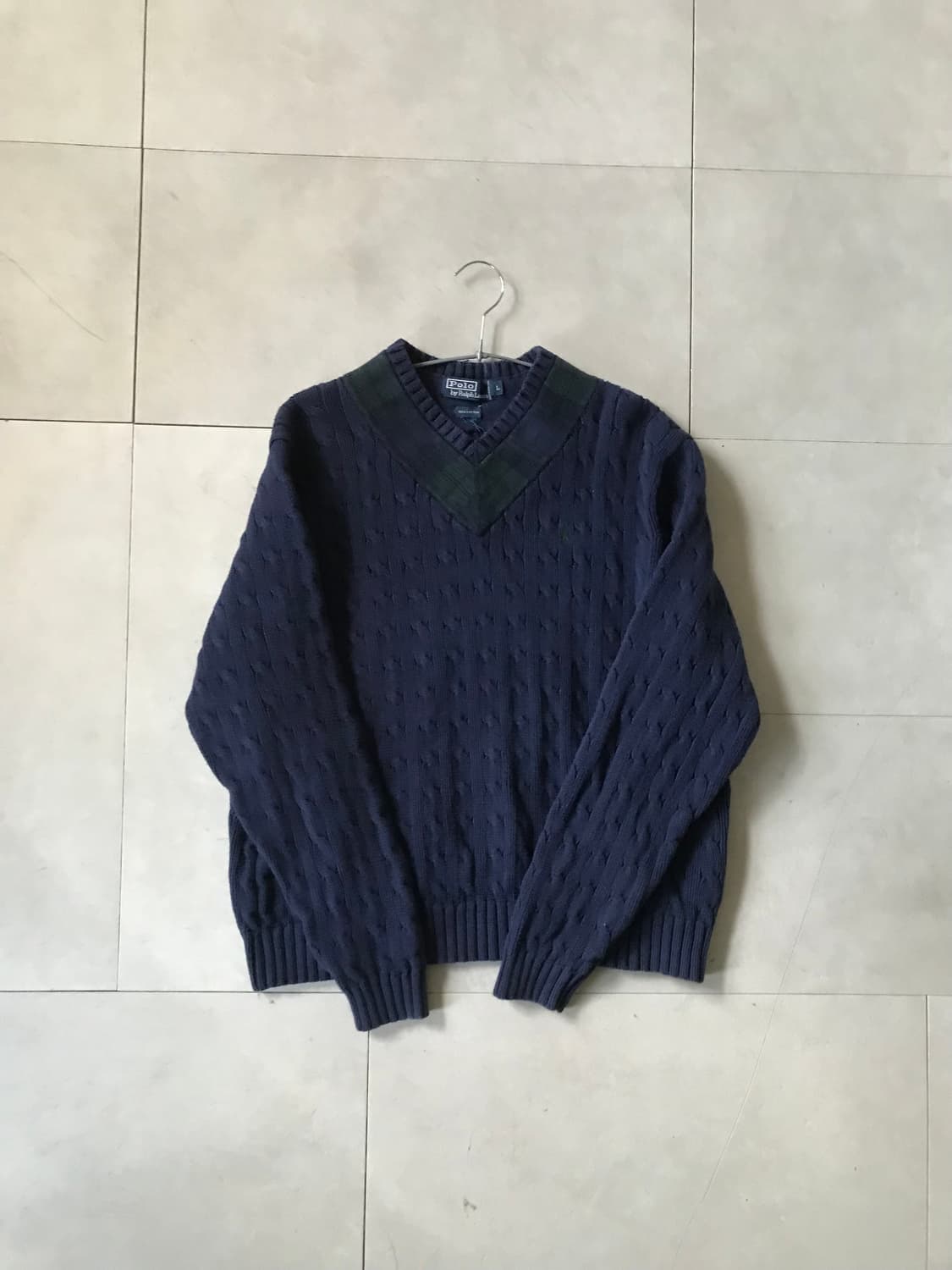 폴로 네이비 오버핏 케이블 니트 상품이미지6