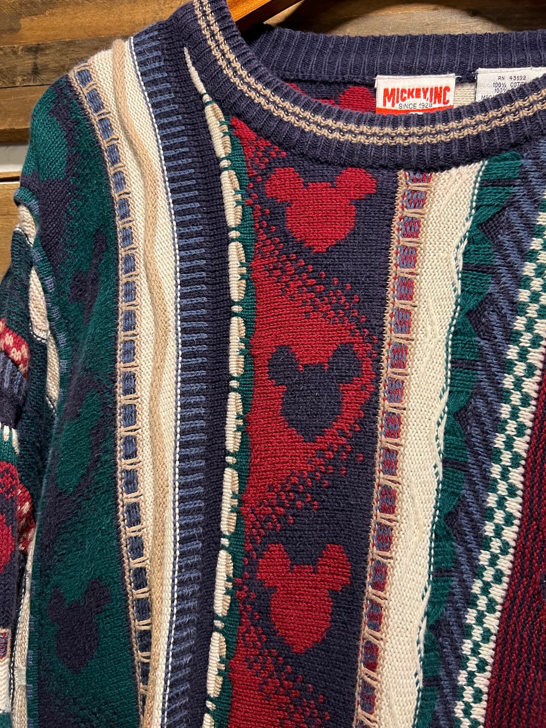 [M]90's Disney 디즈니 미키마우스 멀티컬러 케이블 니트 상품이미지3