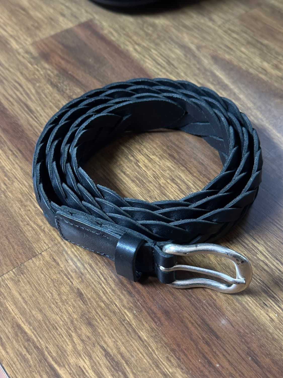 [1회착용] 마시모두띠 이태리 메이드 소가죽 위빙 벨트 블랙 상품이미지1