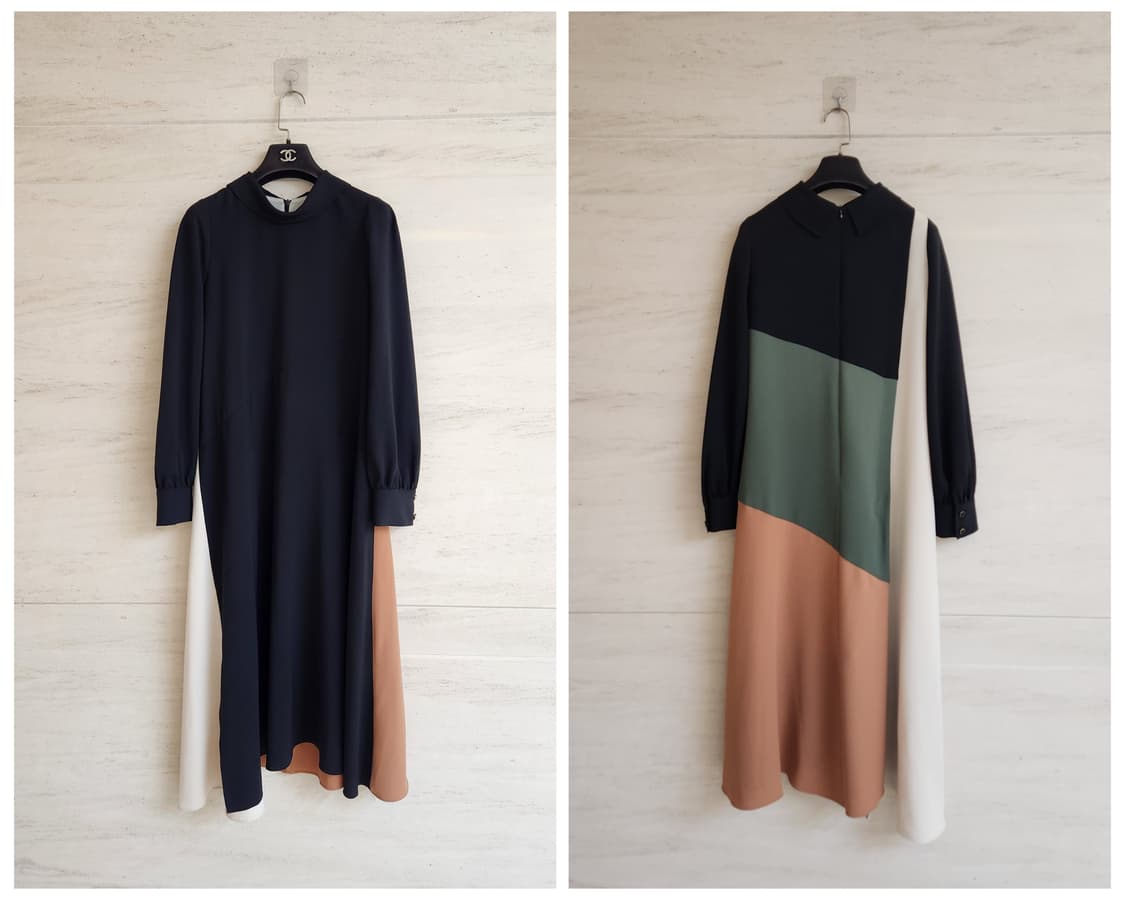 주크 컬러배색 롱원피스 55사이즈 상품이미지1