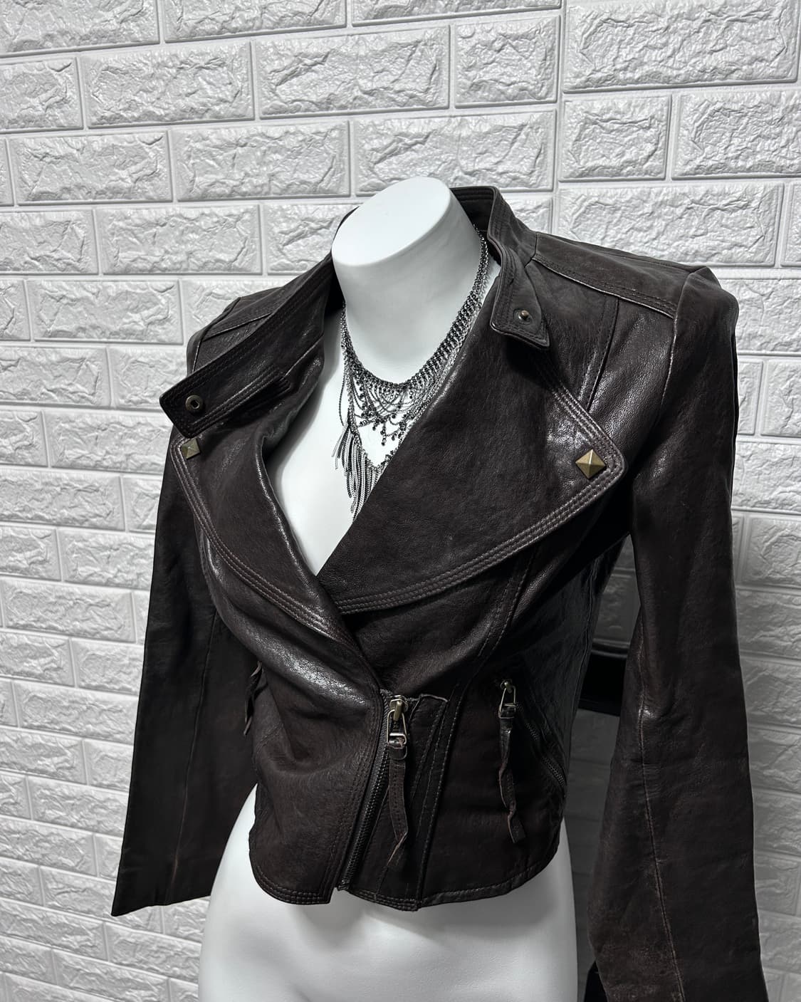 Vov 브라운 스터드 램스킨 자켓 상품이미지2