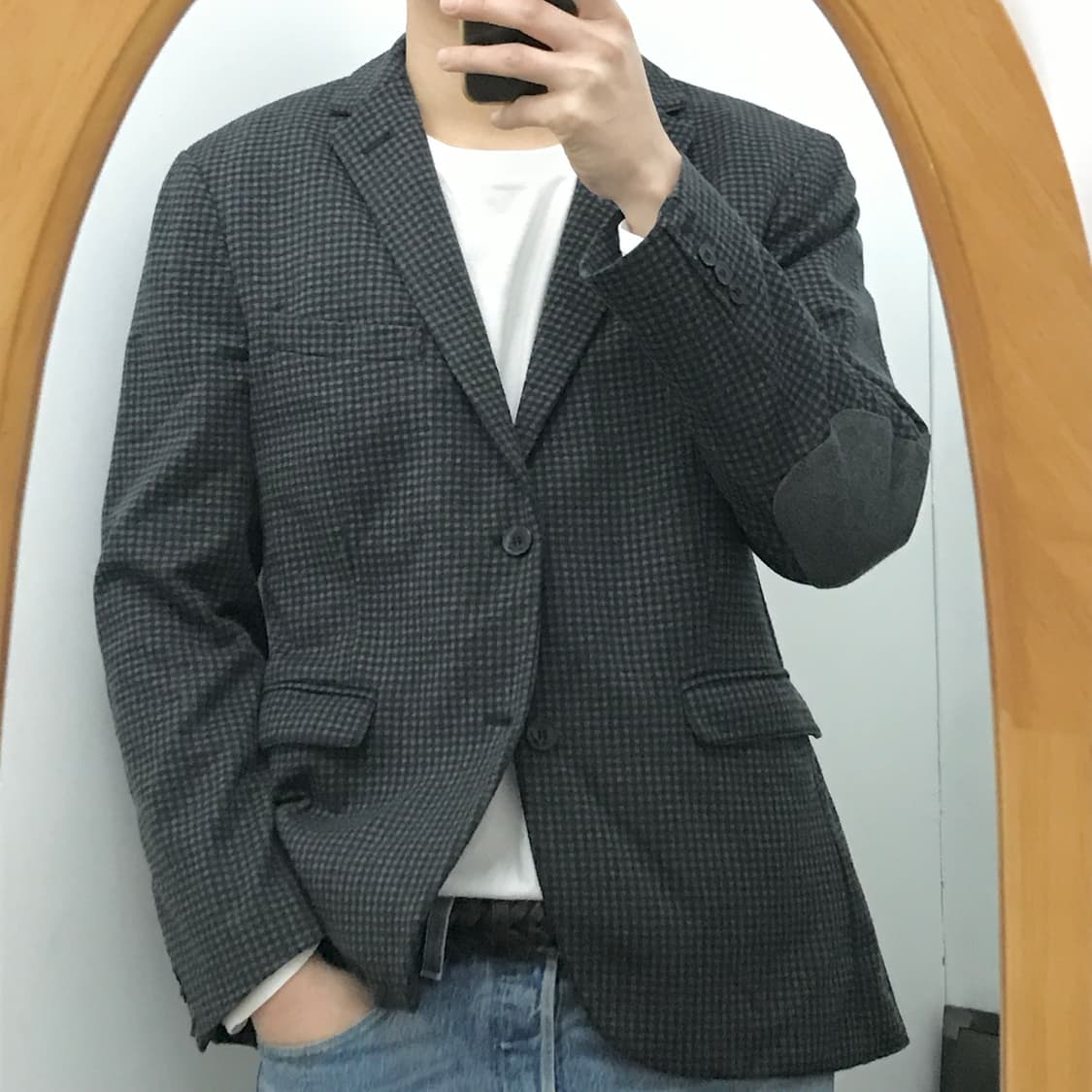 자라 차콜 그레이 깅엄 체크 투버튼 자켓 블레이저 남성 105 사이즈 상품이미지8