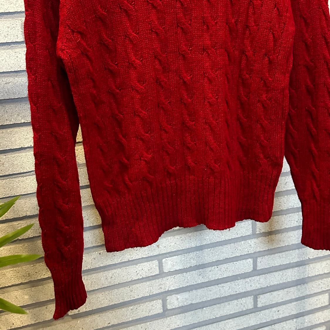45rpm 케이블 하프넥 울 니트 롱 시보리 디테일 레드 상품이미지5
