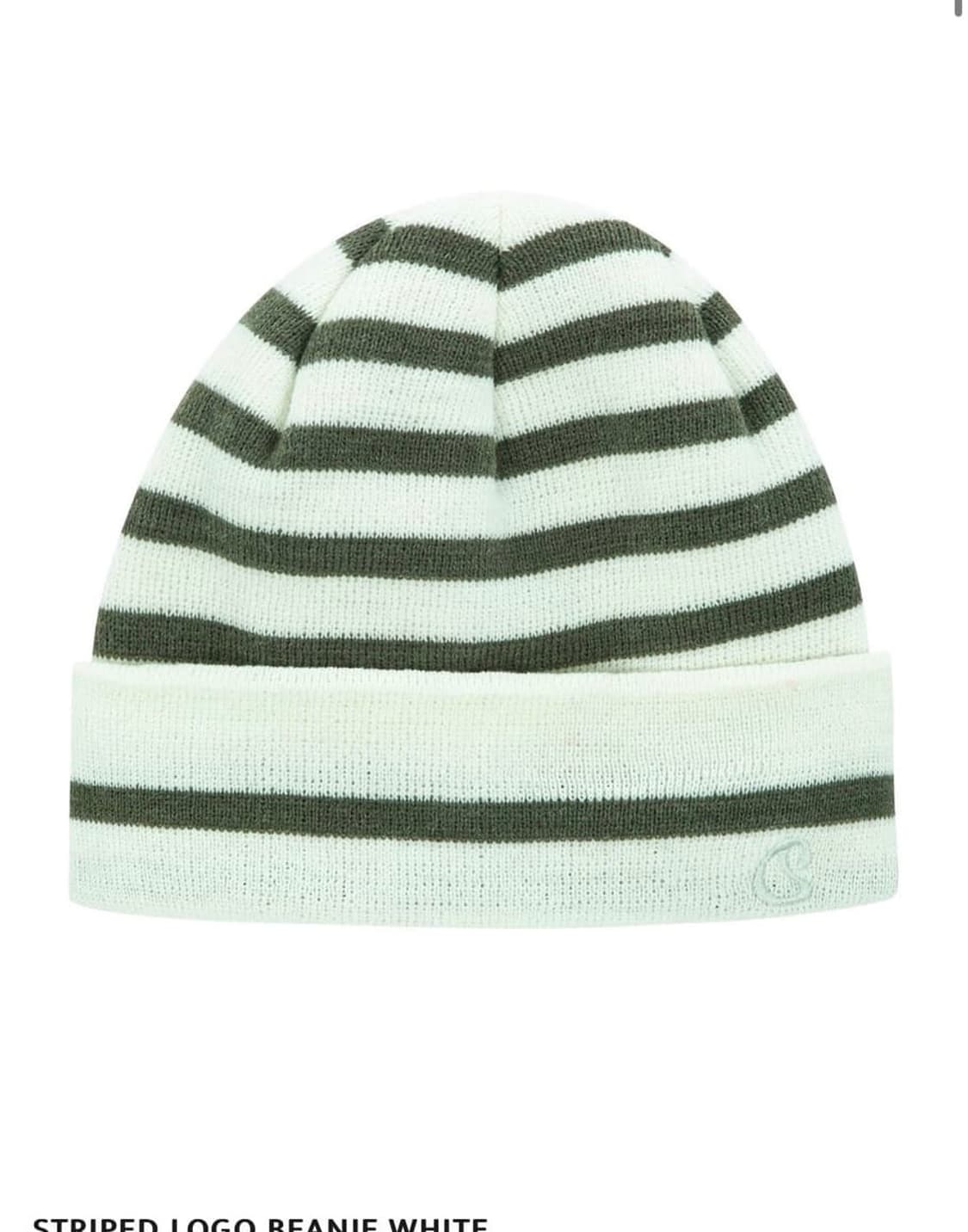 Suu 코이세이오 스트라이프 비니 화이트 카키 상품이미지1