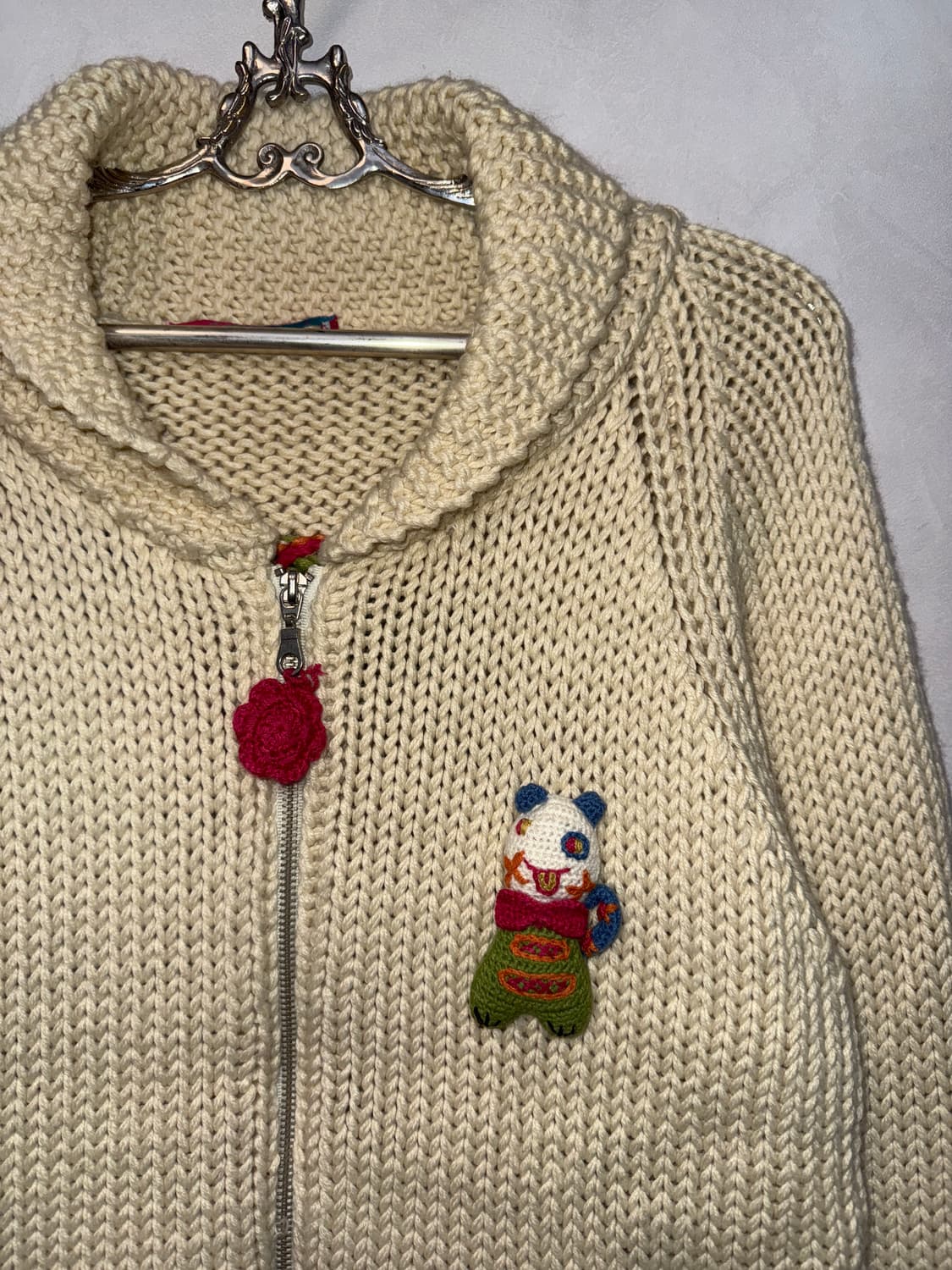 Ivory freaky monster cowichan knit zipup 상품이미지3