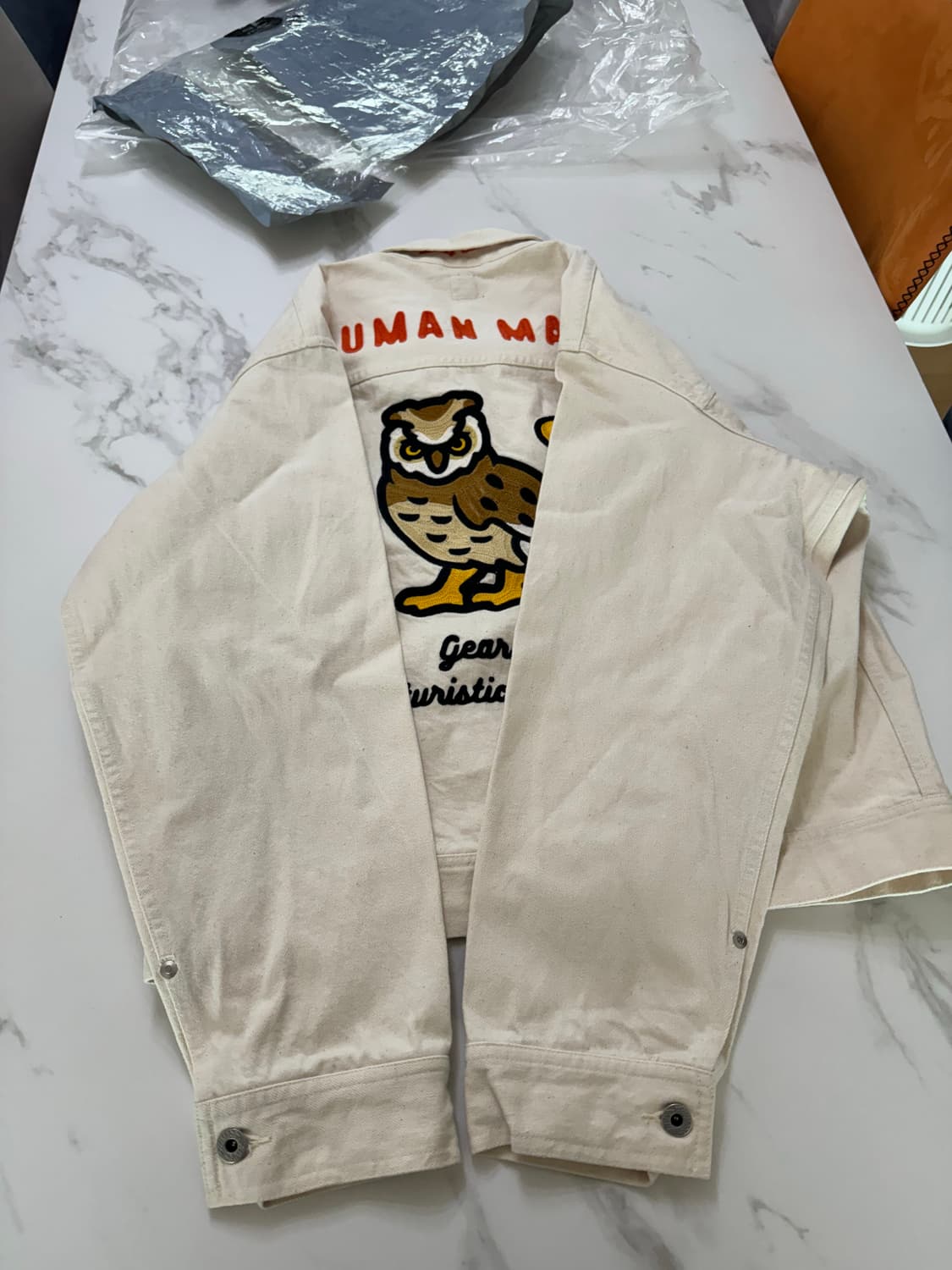 [L]휴먼메이드 내츄럴 데님 워크자켓 화이트 부엉이 상품이미지4