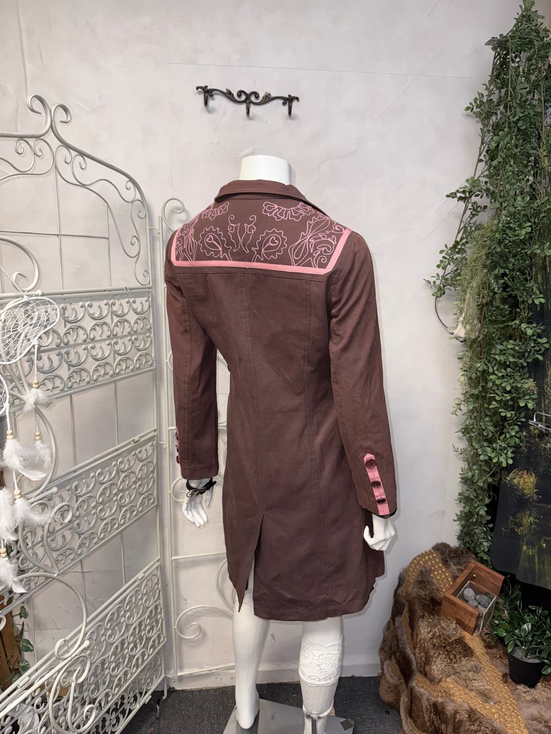 Max&Co pink brown western floral coat  상품이미지7