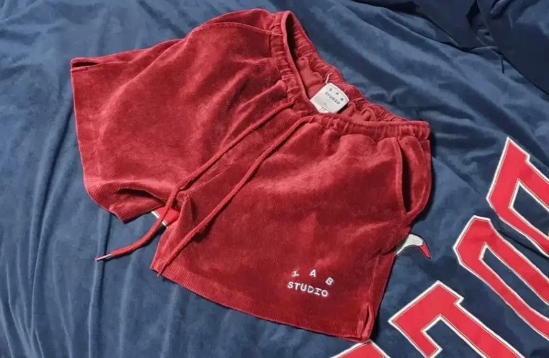 아이앱스튜디오 코듀로이 쇼츠 레드 XL(실측 XXL 반바지) 상품이미지1