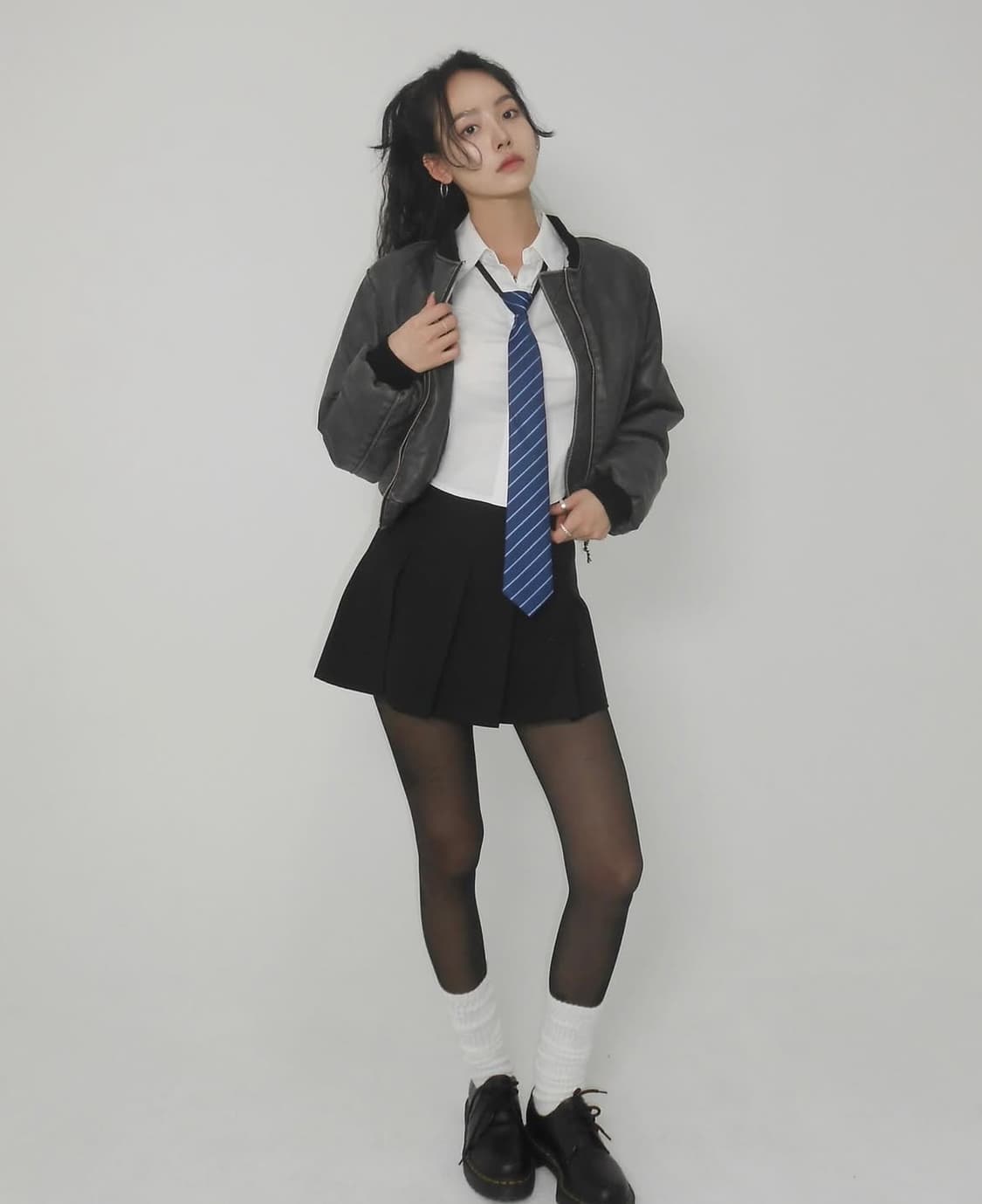 [차콜블랙]페일제이드 레더 패디드 봄버 자켓 패딩 가죽패딩자켓 상품이미지4