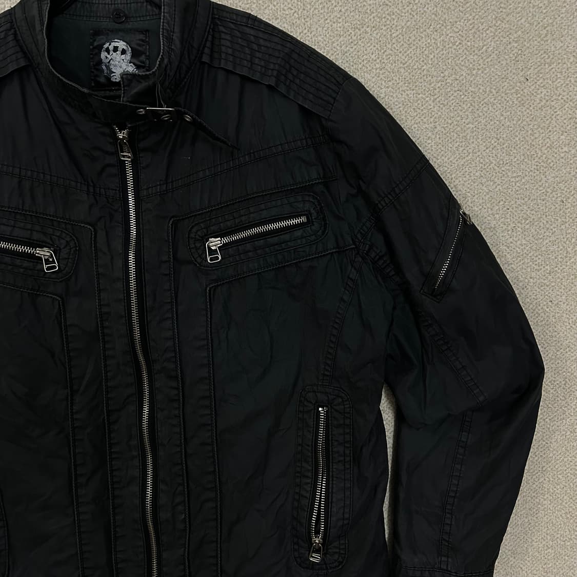 (L) 빈티지 블랙 y2k 숏 라이더 자켓  상품이미지3