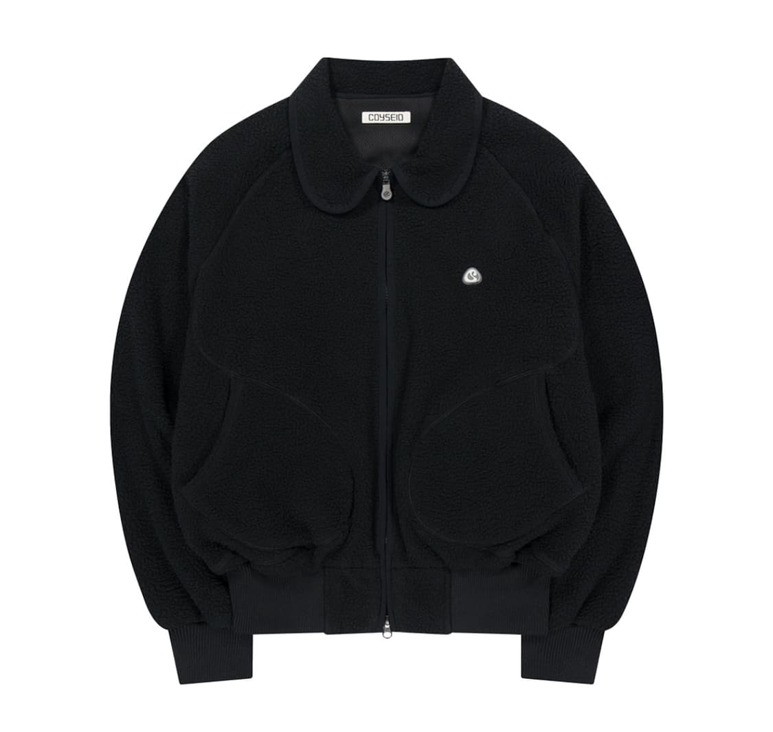 코이세이오 라운드 칼라 플리스 재킷 블랙 상품이미지1