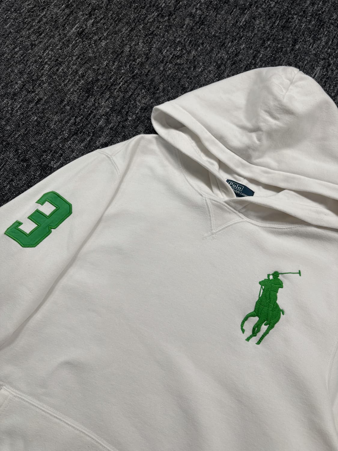 폴로 그린 포니 화이트 후드티 상품이미지5