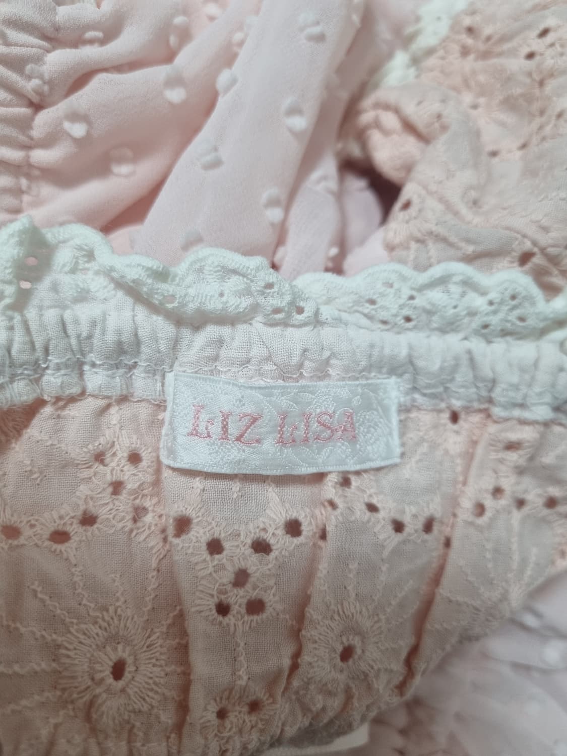 lizlisa 리즈리사 펀칭 리본 핑크 상의 갸루 히메갸루 히메카지 상품이미지3