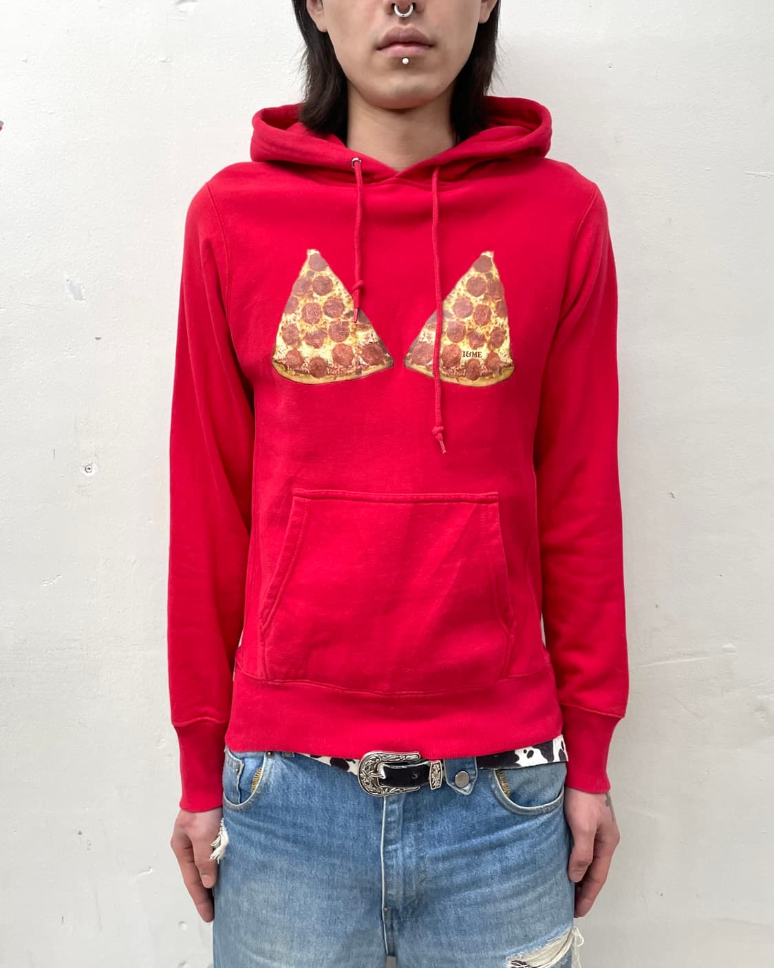 pizza-printed red hoodie  상품이미지1