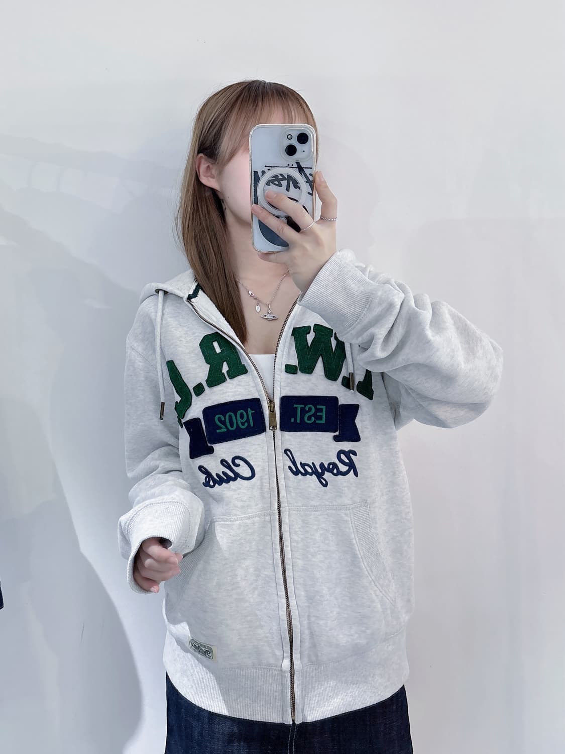 티니위니 빅로고 멜란지그레이 후드집업 상품이미지1