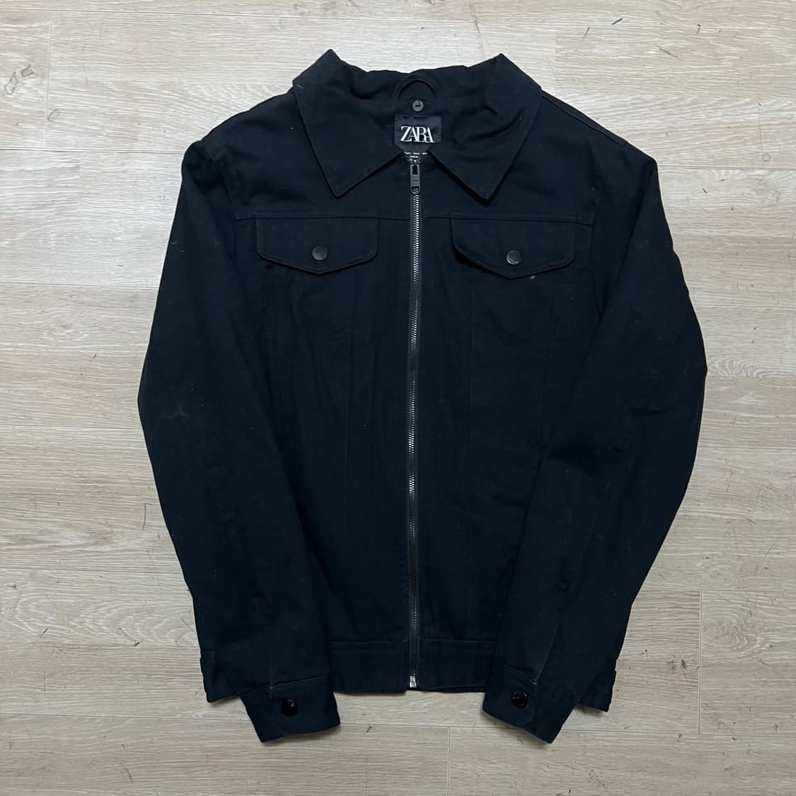 자라 이너퀼팅 안감 코튼 카라 트러커 집업자켓 [블랙] S/90 상품이미지1