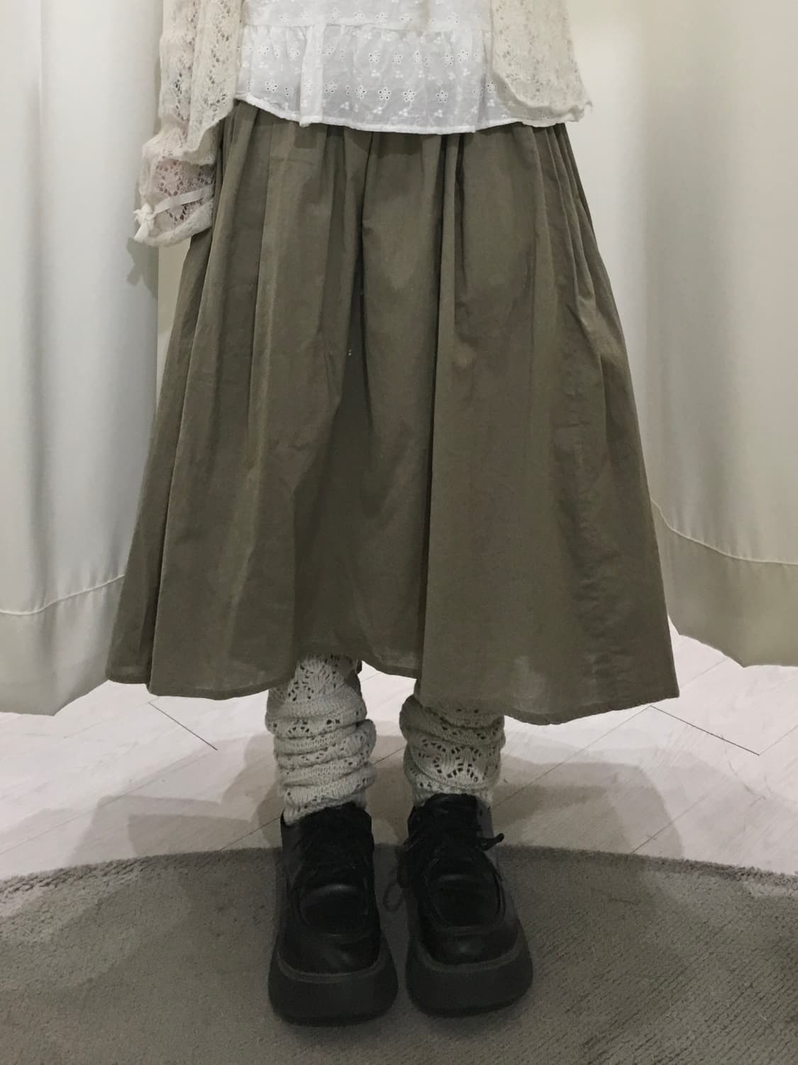 카키 모리 스커트 상품이미지1