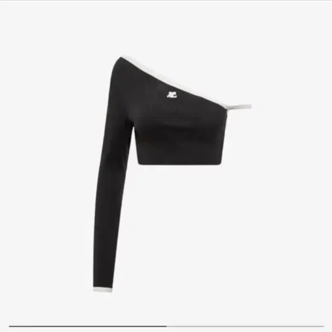 Courreges 꾸레쥬 원숄더 로고 크롭 롱슬리브탑 블랙 s 상품이미지1
