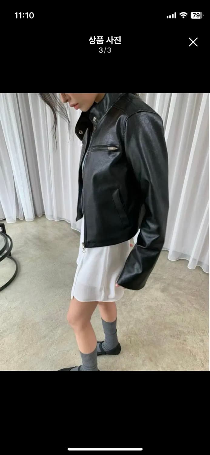 웰로우 크롭 레더자켓 상품이미지2