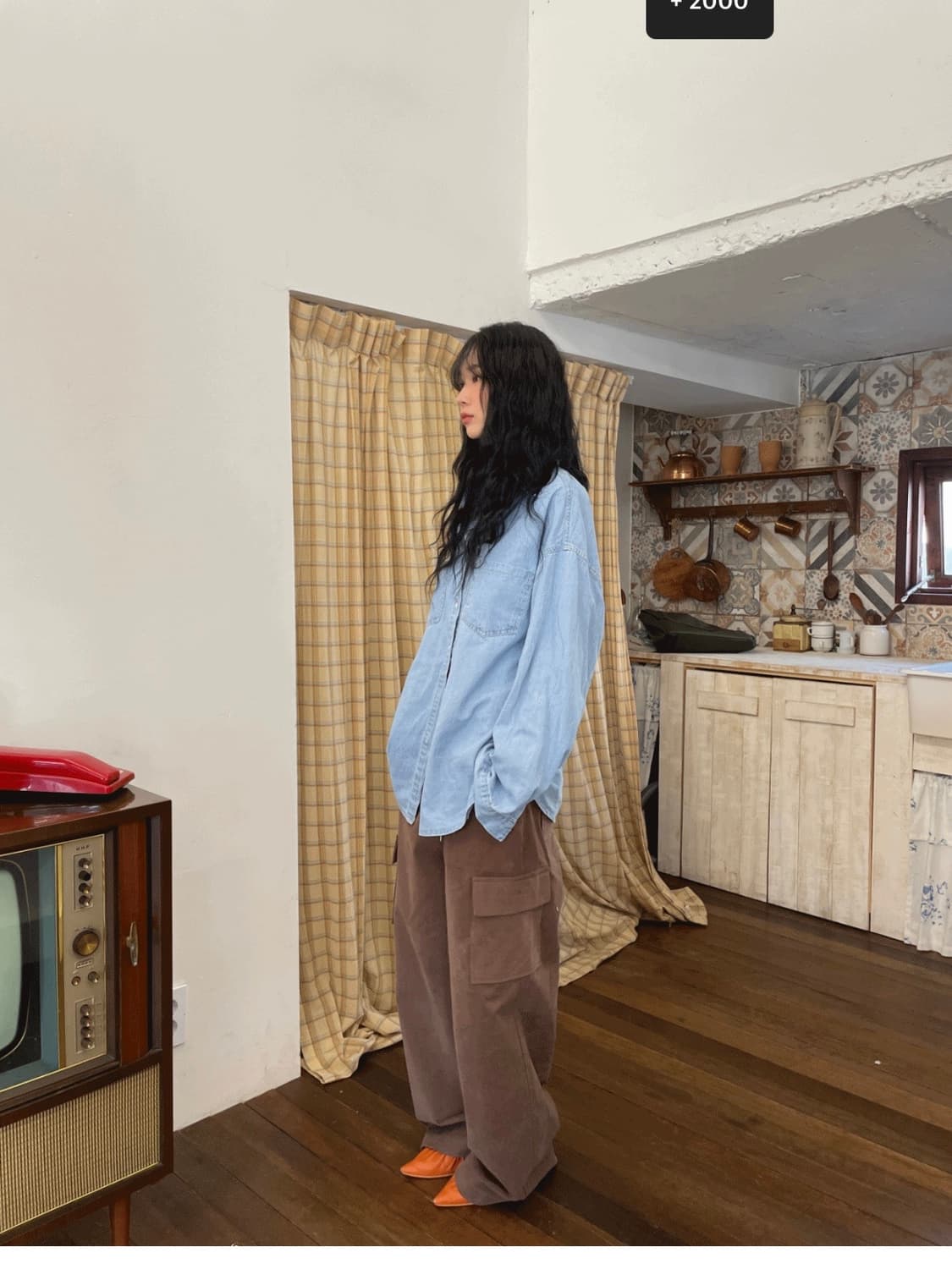 모래하우스 연청 오버핏 데님 셔츠 상품이미지4