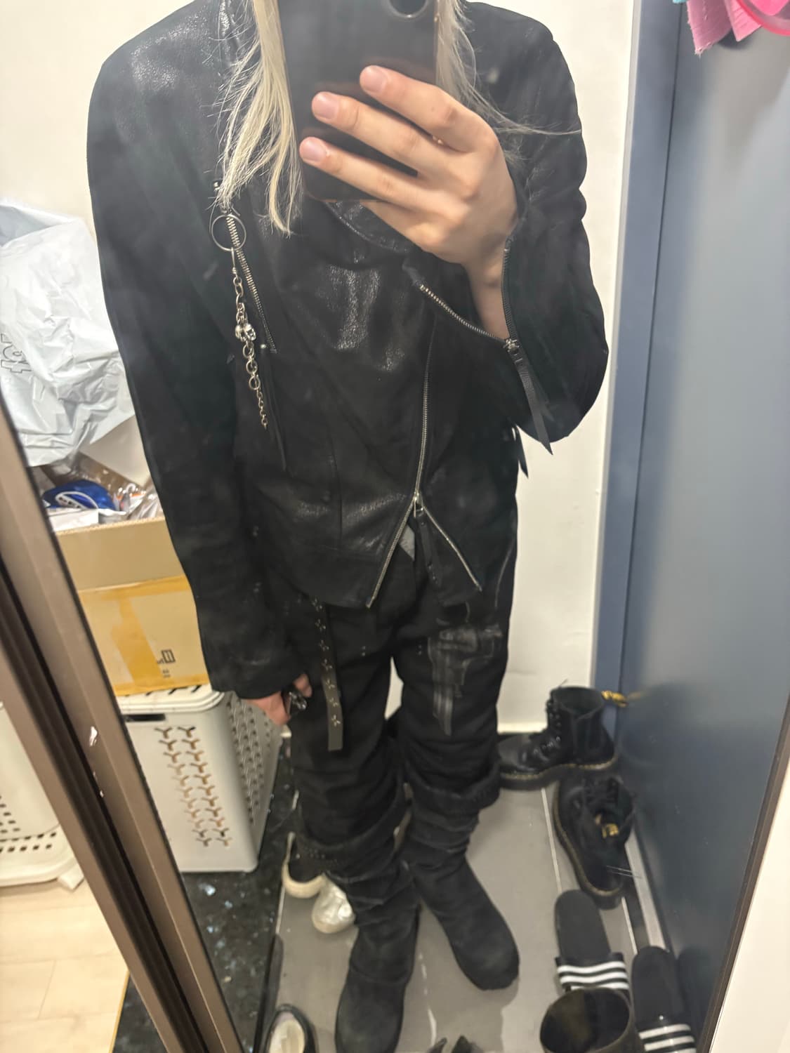 Kmrii 드레이프 레더자켓 상품이미지6