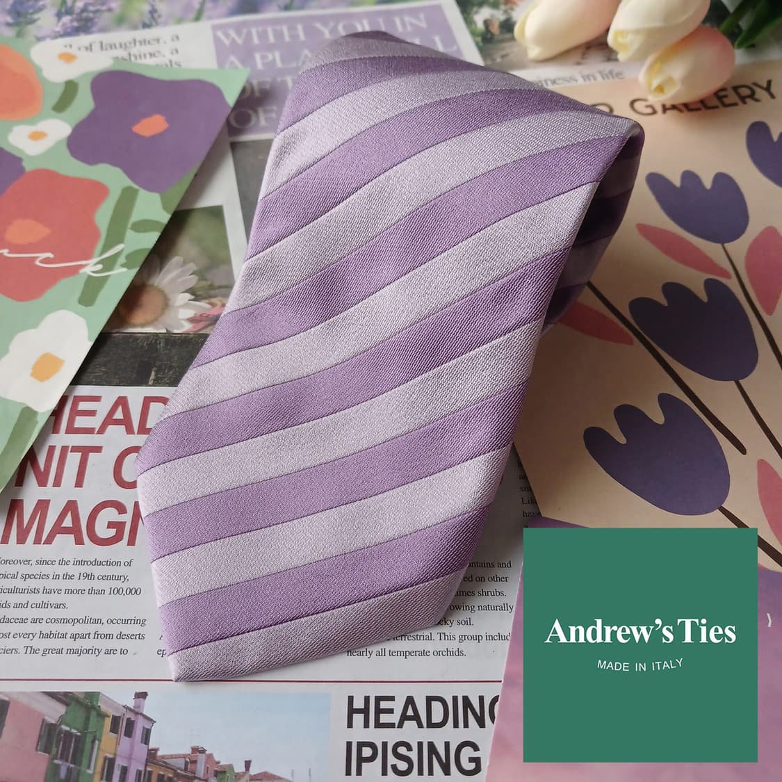 앤드류스타이 실크 스트라이프 넥타이 9.7cm A+등급 A19510
 상품이미지2