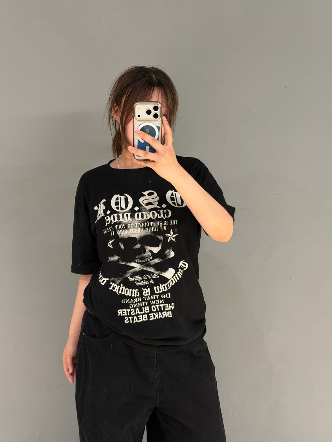 Skull printing detail oversized top 상품이미지1