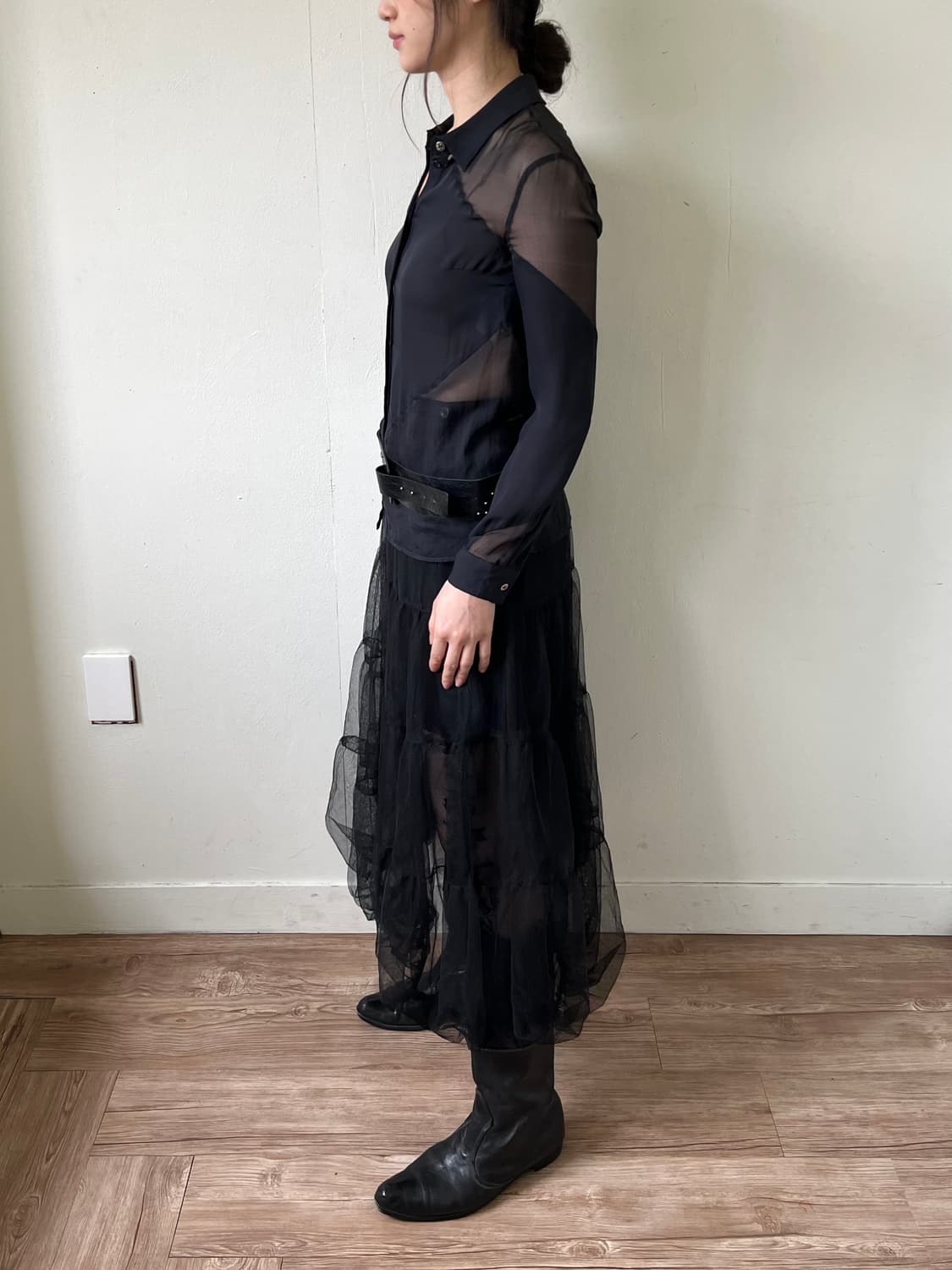 VERSACE 블랙 시스루 셔츠 상품이미지9