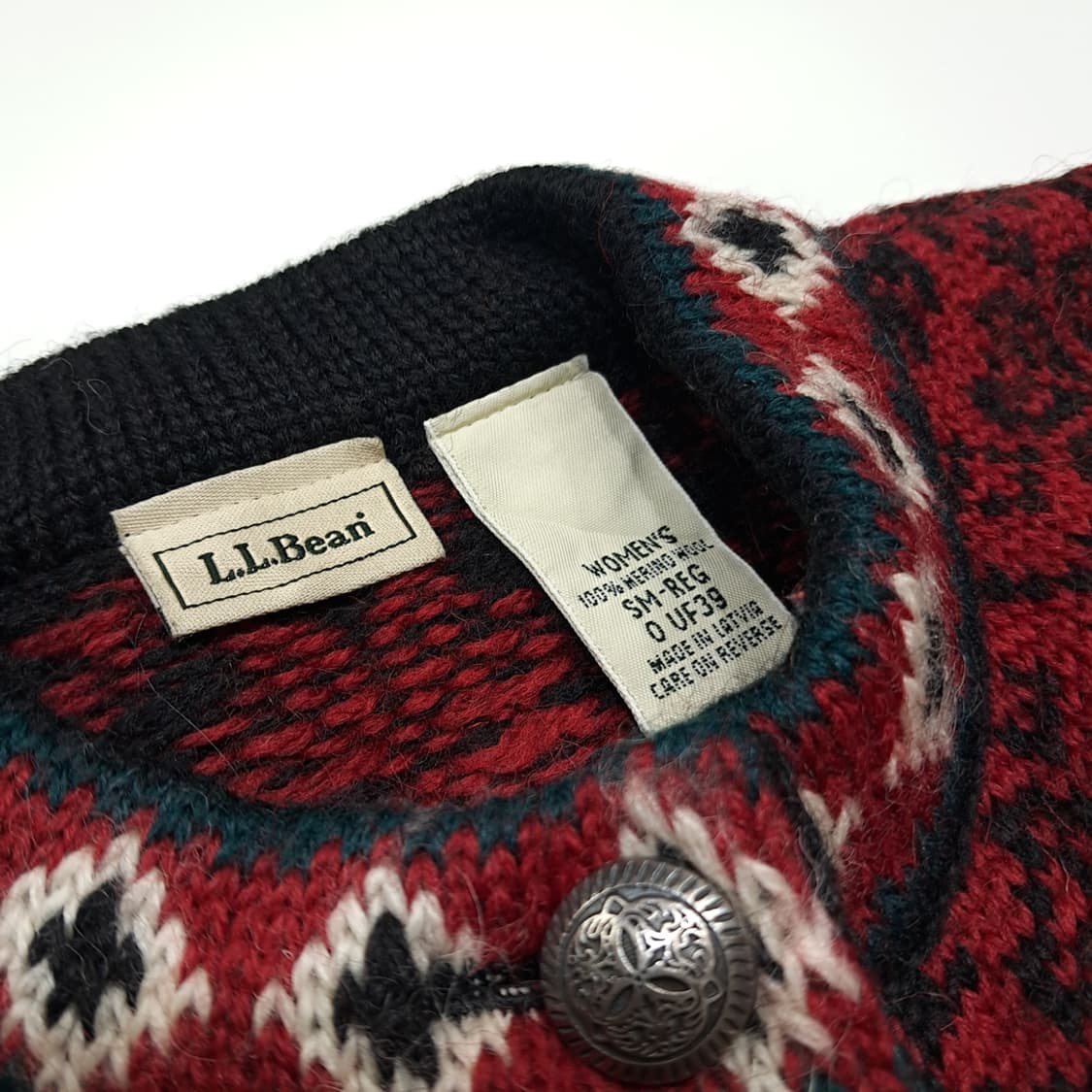 CL314 S/M 엘엘빈 90s 울 노르딕 페어아일 가디건 니트 상품이미지3