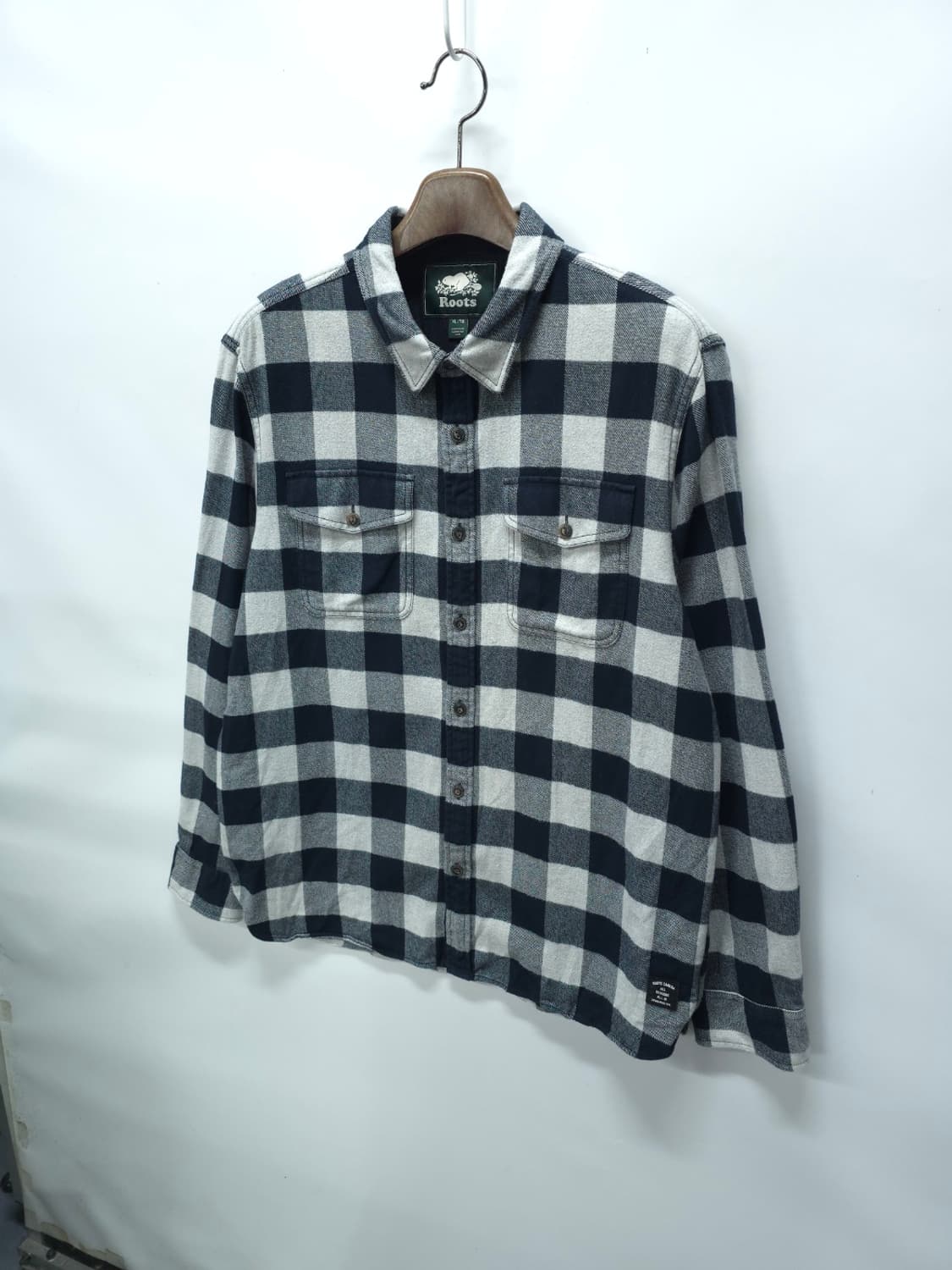 Roots(루츠) 블랙/화이트 체크 셔츠 XL 상품이미지2
