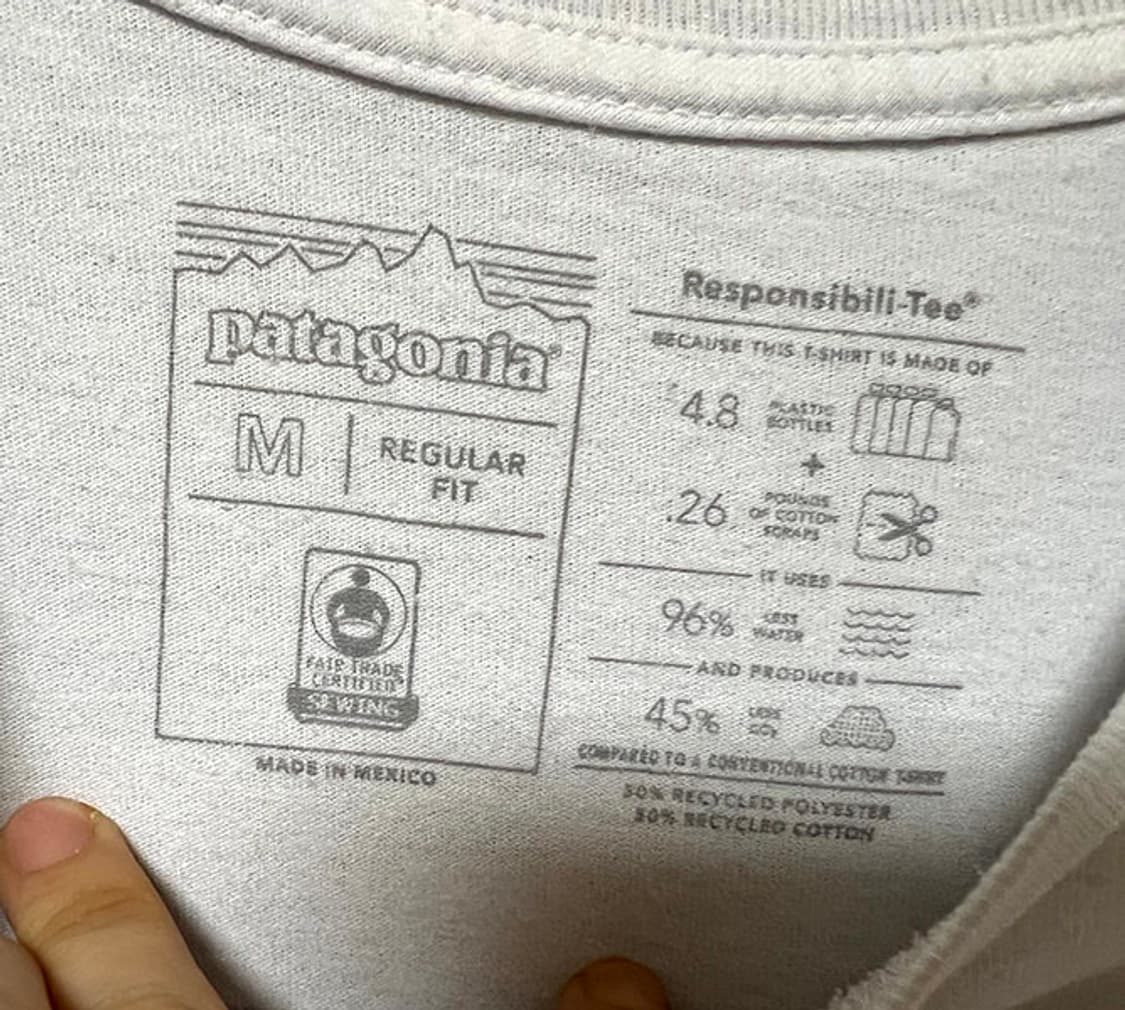 파타고니아 남자 반팔티 화이트 라운드넥 캐주얼 백로고 기본 M 95  상품이미지3