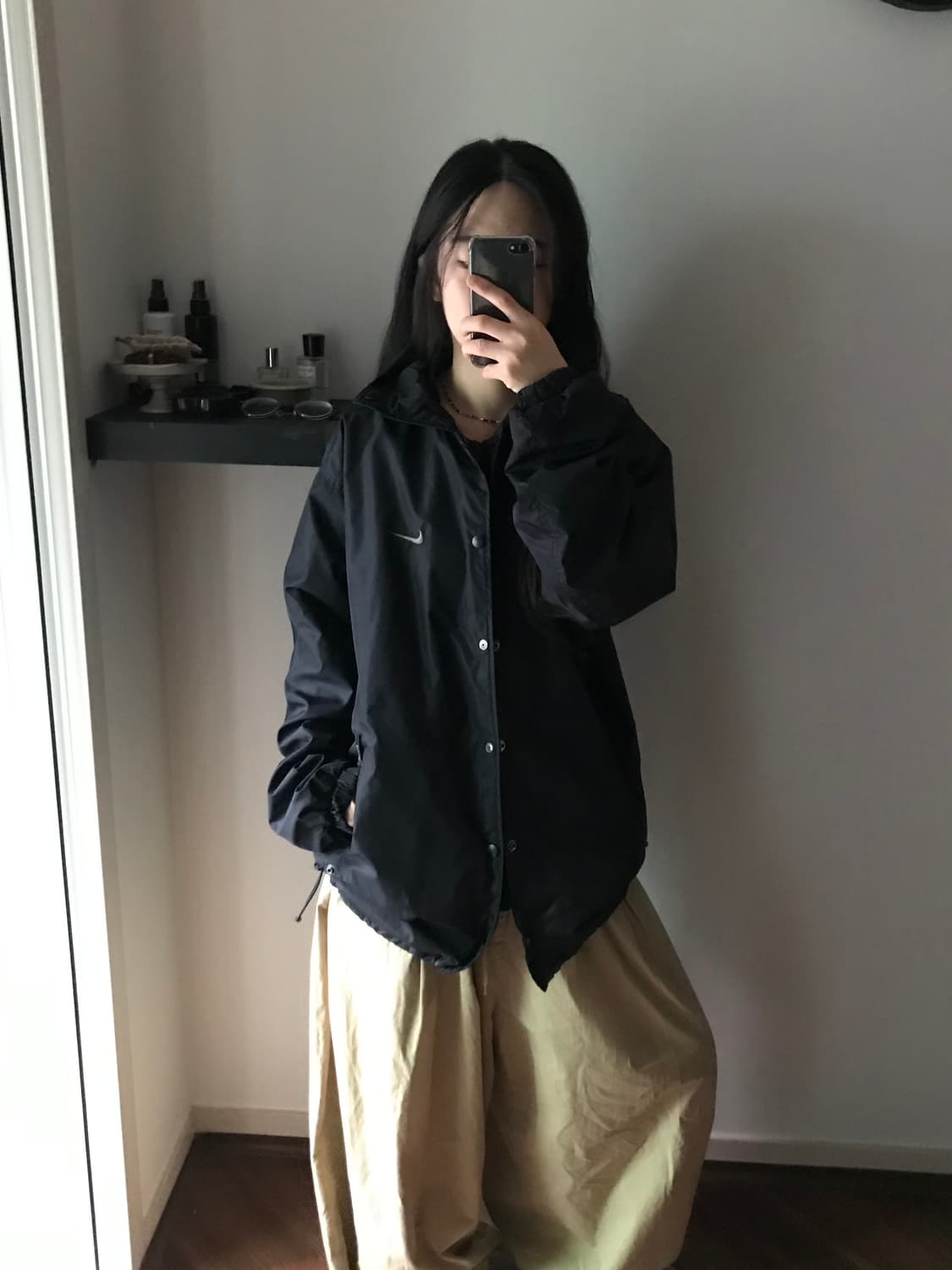 나이키 스우시 올드스쿨 블랙 바람막이 상품이미지1