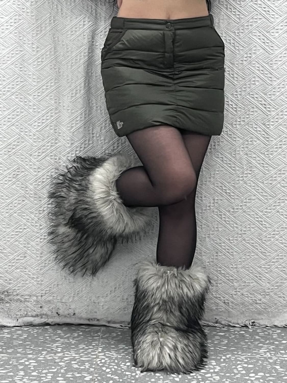 노스페이스 700 올리브 딥카키 패딩 미니스커트 S C08832 상품이미지1