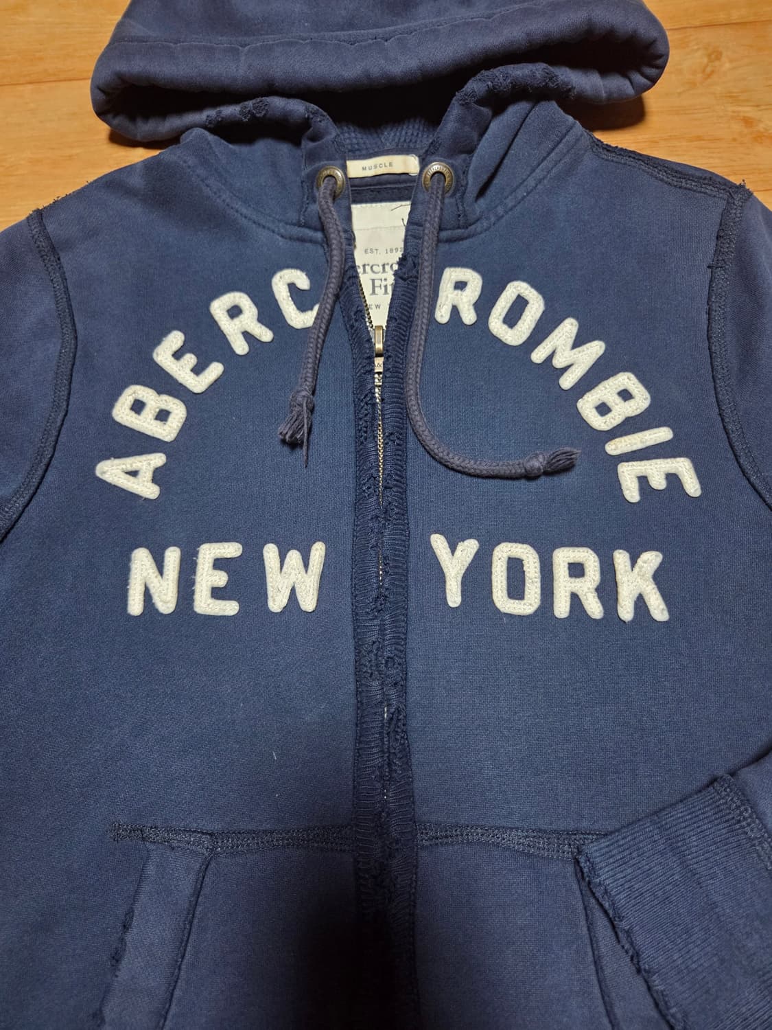 아베크롬비 네이비 원형로고 후드집업S 상품이미지3