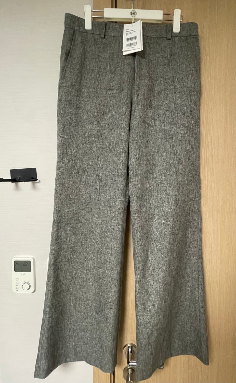 (M) 렉토 25SS 크리즈 디테일 플레어 팬츠 멜란지 그레이 상품이미지2
