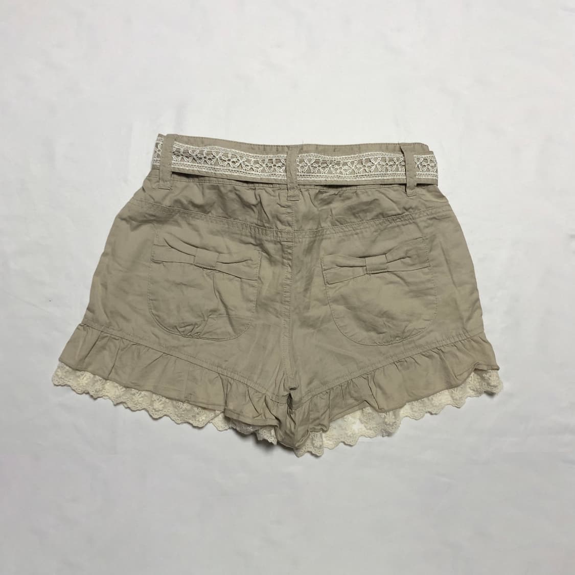 레이스 리본 벨트 반바지 베이지 상품이미지3