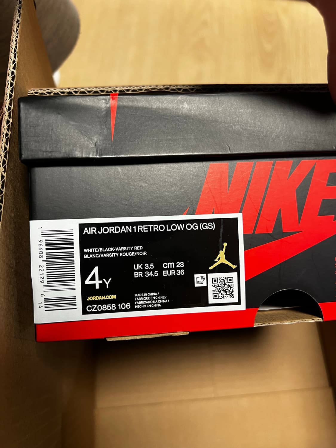 (GS) 조던 1 레트로 로우 OG 블랙토 230 4Y 상품이미지9