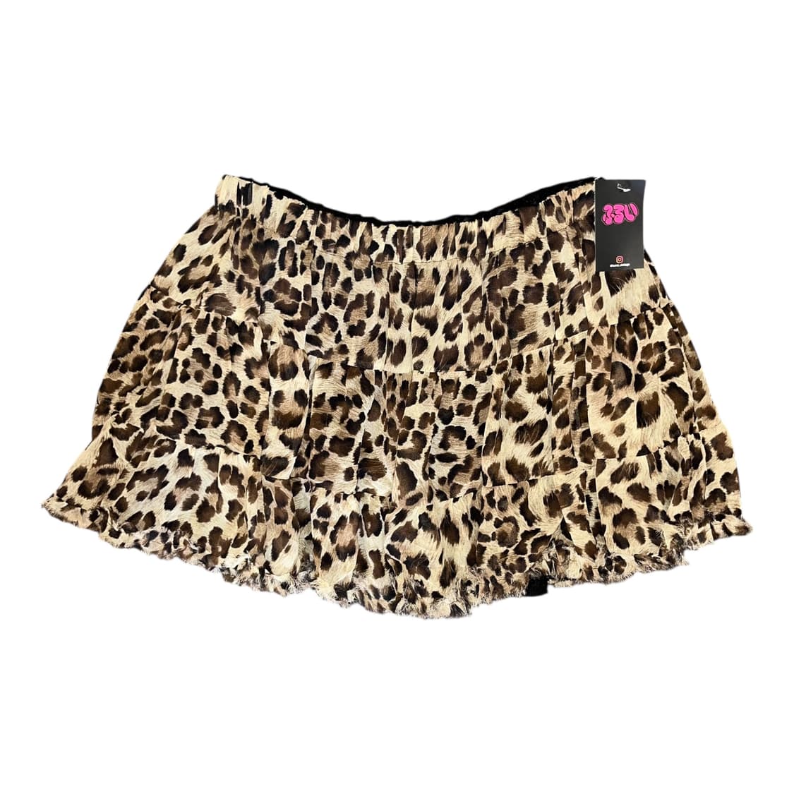 리버시블 호피 레이스 밴딩 캉캉 스커트 갸루y2k키치 상품이미지3