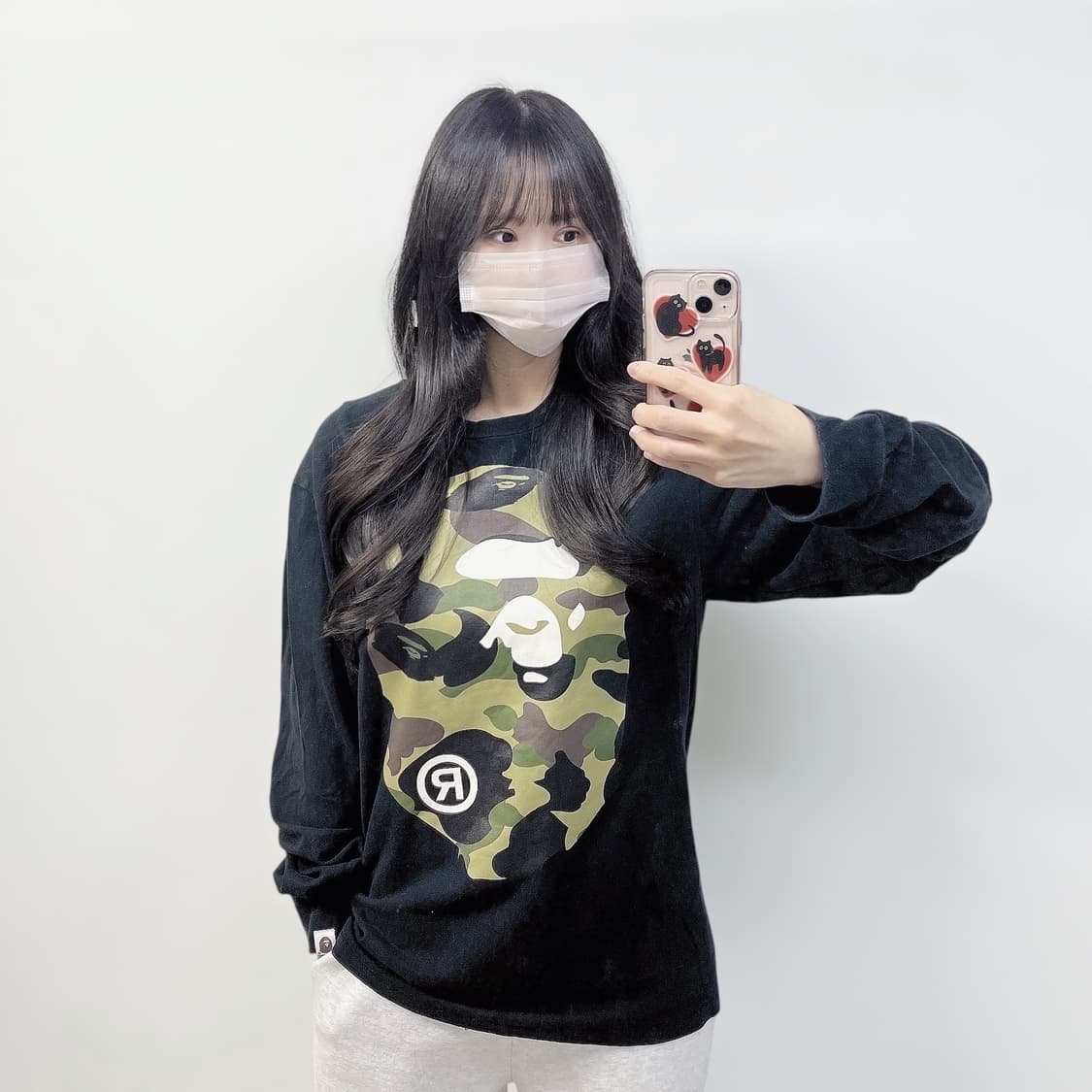 베이프 1st 빅 사루 카모 롱슬리브 블랙 상품이미지1