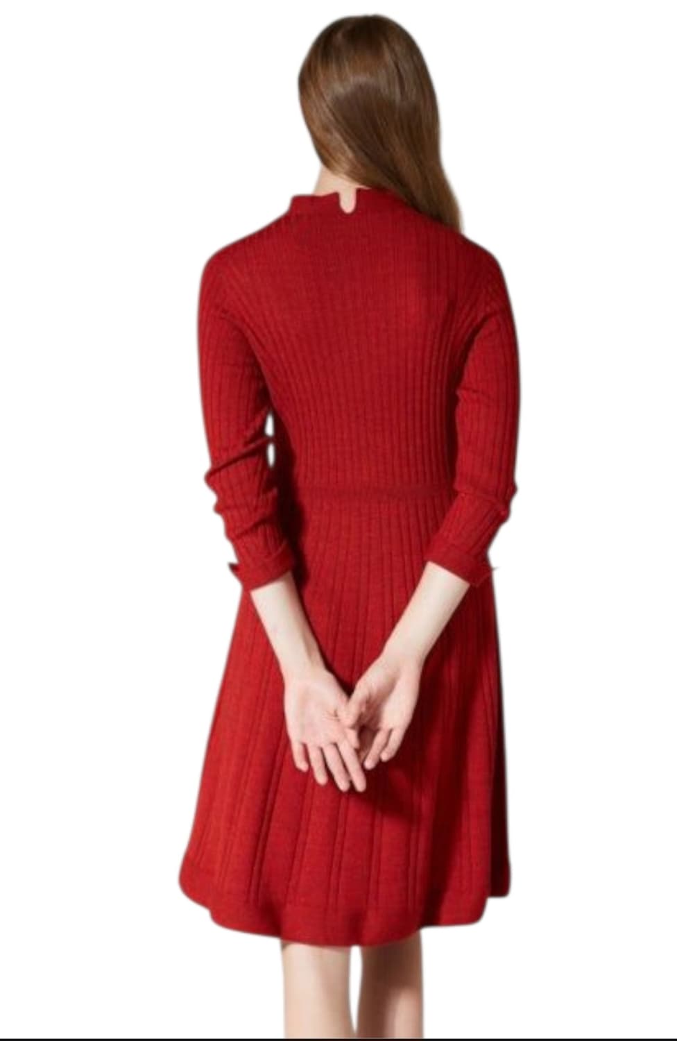 헤지스레이디스 레드 골지 니트 미디원피스 55 상품이미지9